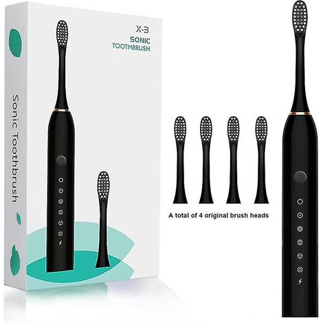 Brosse à dents électrique sonique rechargeable 6 modes, adulte et enfant, 4 têtes de rechange, charge USB. (1/5)