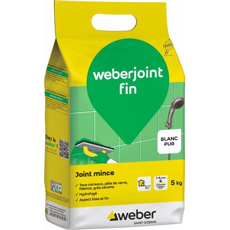 Weber Saint-Gobain Joints minces carrelage mural Blanc pur 5kg Weberjoint fin
