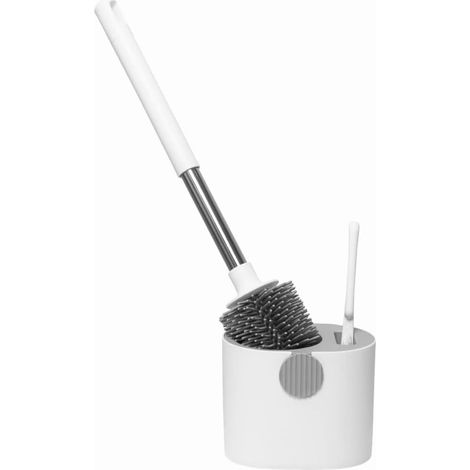 (Grau) Silikon-Toilettenbürste und Halter, weiche WC-Bürste für Badezimmer