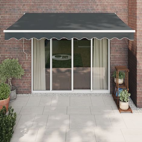Auvent rétractable, Store Banne, Marquise Brise-soleil anthracite 3x2,5 m tissu et aluminium LKOWF68438 (1/5)