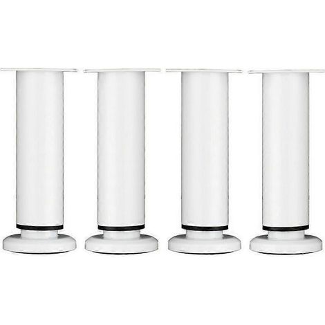 Ensemble de 4 pieds de table ronds en métal blanc de 25 cm, réglables, adaptés aux canapés, aux armoires et aux lits, avec vis. (1/5)