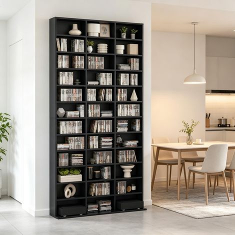Mobile porta CD e DVD in MDF nero 102 x 23,5 x 195 cm DESVIAE (1/5)