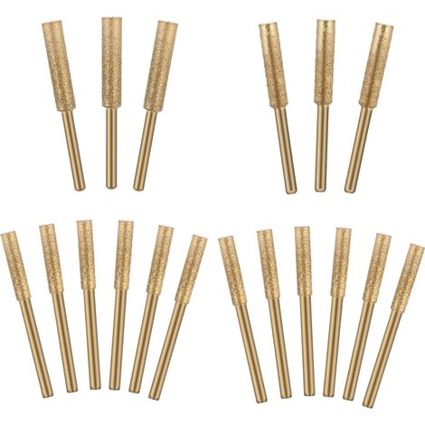 18 pièces Diamant Tronçonneuse Aiguiseur Burr Pierre Outil D'affûtage-4mm, 4.8mm 5.5mm Meules d'Affutage et AiguisageChaine Tronçonneuse--pour la céramique, le verre de jade, le carbure cémenté (1/4)