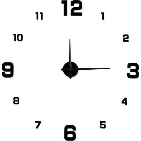 Muet bricolage horloge murale autocollant mural tridimensionnel horloge 80-130mm librement réglable (1/4)