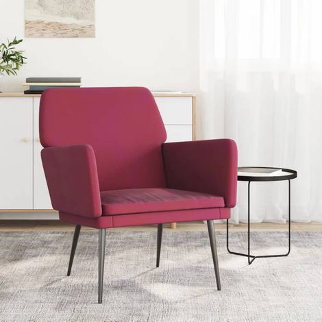 Fauteuil Relax - Fauteuil Salon Rouge bordeaux 62x79x79 cm Velours BV665948 - BonneVie (1/5)