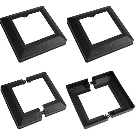Lot de 4 caches de base de poteau de 100x100 mm en plastique - Cache de base de garde-corps carrée décorative pour rampe d'escalier, clôture (Noir, Cadre extérieur 165 mm) (1/5)