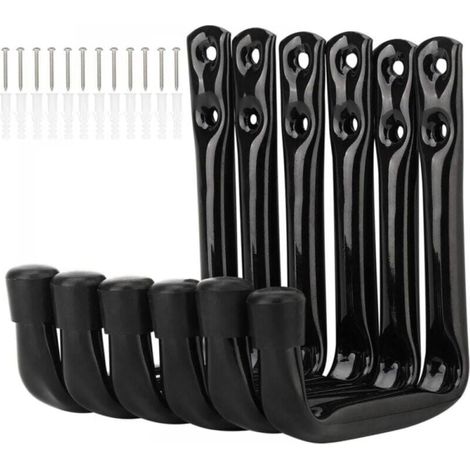 6-Pack Heavy-Duty J-Hooks for Garage Storage, Wall Mounted, Steel Brackets (12 cm x 9 cm) YMYNY (1/4)