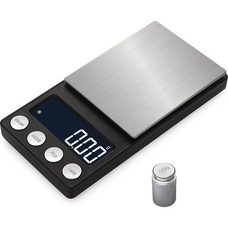 Balanza electrónica de bolsillo con precisión de 0,01 g y plataforma de acero inoxidable para joyas, oro y medicamentos. (1/5)