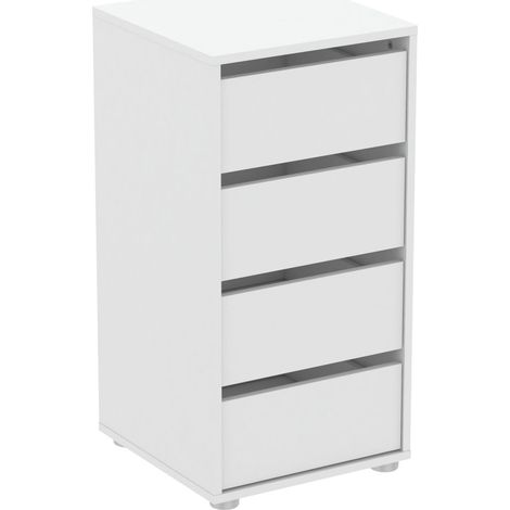 Cajonera de Armario Blockty de Dormitorio Estilo Contemporáneo en color Blanco Mate con 4 cajones 39x76x40 cm. (1/5)