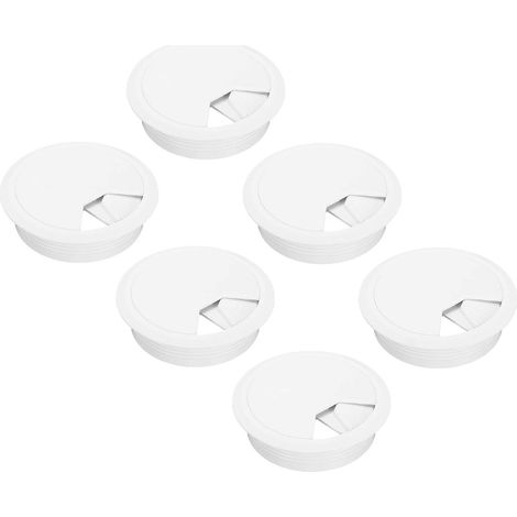 Oeillet de bureau blanc 3 pouces, couvercle de trou de cordon rond en plastique ABS pour Table de bureau à domicile 6 pièces (1/5)