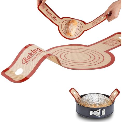 Silicone Baking Mat, Reusable Bread Sling, Non-Slip Silicone Baking Mat with Long Handles for Biscuits Bread (1/5)