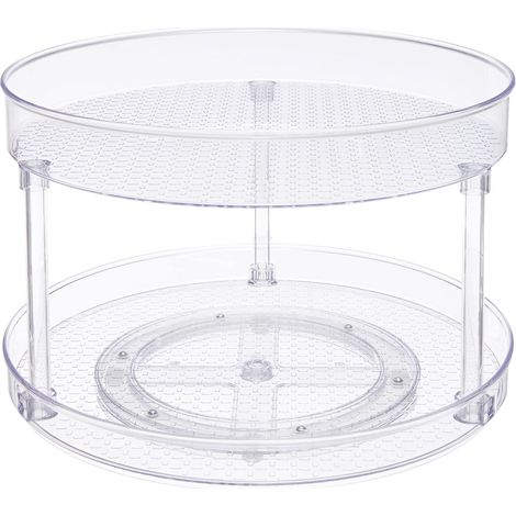 Plateau de rangement tournant à 2 niveaux, transparent, 30,5 cm (1/4)