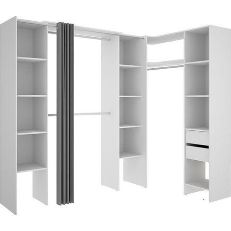 Armadio guardaroba angolare allungabile L164/234 cm Bianco e Grigio - DORIAN (1/3)