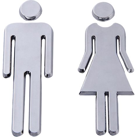 Plaque WC Homme et Femme ABS+Metal 200x65x5mm Argent, Bronze, Doré Paire de Stickers Adhésifs (1/5)