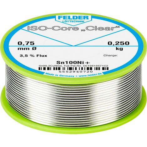 Felder ISO-Core "Clear" Sn100Ni+ Lötzinn Spule Sn99,25Cu0,7Ni0,05 0.250 kg 0.75 mm