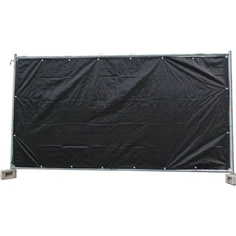 Bauzaunplane schwarz, 10 Stück, 160g/m², 1,76m x 3,41m