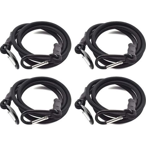 Tendeurs,Sandow Elastique,Tendeurs Elastique avec Crochets,4 Pièces Tendeur Elastique Noir,Sandow avec Crochet pour Tendeurs Porte Bagage(1m) (1/4)