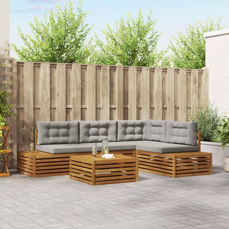 Conjunto de sofás de exterior 5 Pieza Gris Natural y Claro (1/5)
