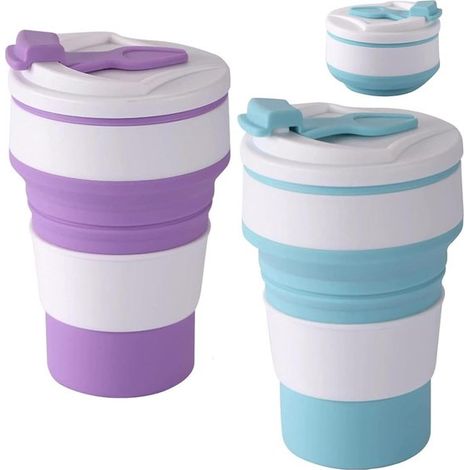 Tazza pieghevole, tazza da caffè pieghevole, tazza da viaggio pieghevole, tazza da viaggio, tazza pieghevole in silicone, tazza portatile in silicone, pieghevole, senza BPA, adatta al campeggio (350 m