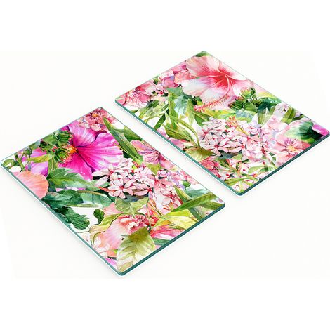 Taglieri da cucina decorativi in vetro con motivo floreale, 2x40x52 cm (1/5)