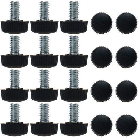 Pied de meuble M6 x 8,5mm x 16mm Pied visser Pied de nivellement Réglable Patin Table Chaise Protection Sol Noir 20Pcs (1/4)