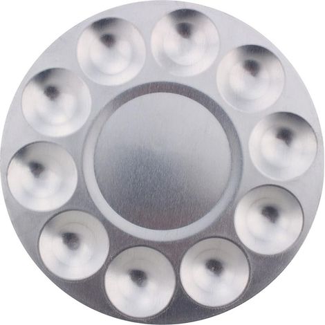 Palette de mélange aluminium 10 godets pour peinture aquarelle et huile, plateau de mixage robuste (1/5)