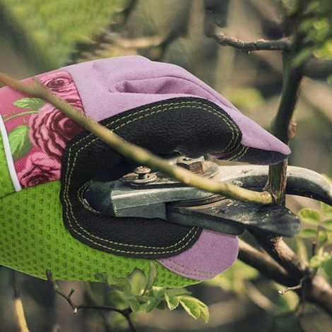 Gants Jardinage Femme Cuir,Anti-Piqûre avec Manche Longue, Gants d'élagage anti-crevaison anti-crevaison anti-coupure rose (1/3)