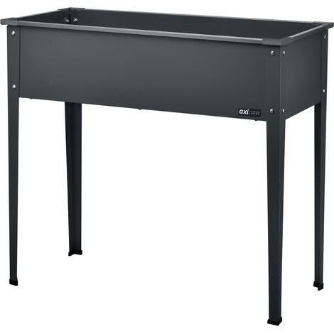 Axi Table De Culture En Métal, Anthracite  Jardinière Surélevée Sur Pieds Pour Jardin / Balcon / Terrasse  100 X 30 X 80 Cm
