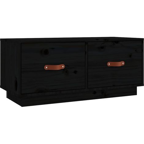Meuble TV, Étagère TV, Meuble de Salon, Noir 80x34x35 cm Bois de pin massif OIB8630E (1/5)