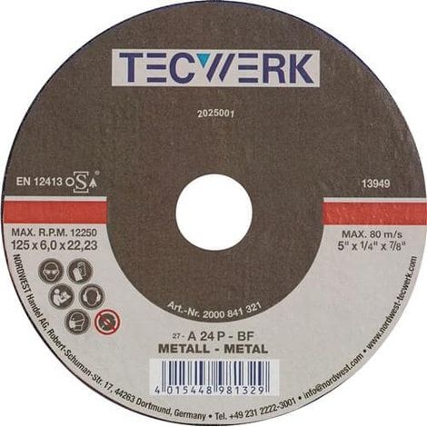 TECWERK Schruppscheibe D125xS6mm gekr.STA Bohr.22,23mm TECWERK (1/2)