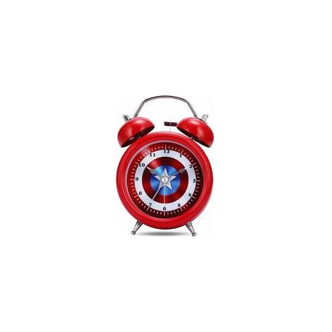 Réveil enfant à double cloche rouge, sans tic-tac, avec veilleuse – (1/5)