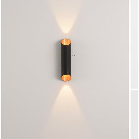 Applique murale extérieure à LED, modèle à double lampe, couleurs : noir, cuivre, indice de protection IP65. (1/4)