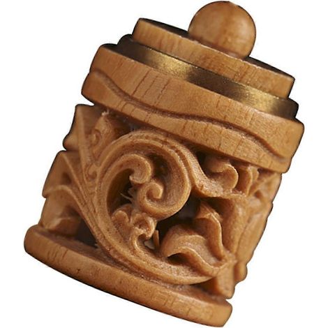 Pendentif en bois sculpté, bouteille décorative avec boule parfumée (1/5)