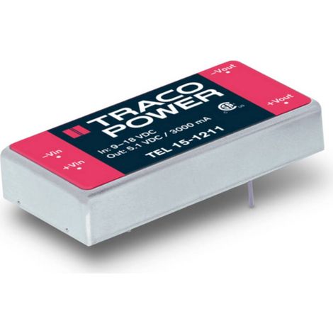 TracoPower TEL 15-1211 Convertitore DC/DC da circuito stampato 12 V/DC 5 V/DC 3 A 15 W Num. uscite: 1 x Contenuto 1 pz. (1/4)
