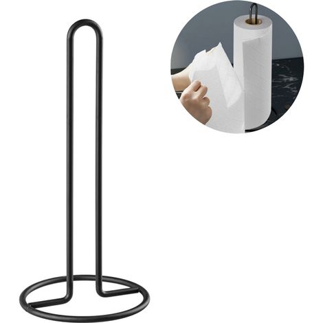 Porte-essuie-tout en métal noir - Porte-rouleau de papier essuie-tout - Porte-essuie-tout sur pied (1/5)
