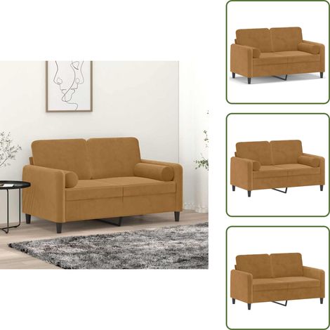 Divano relax - vidaXL Divano a 2 Posti con Cuscini Marrone 120 cm in Velluto - Seduta confortevole