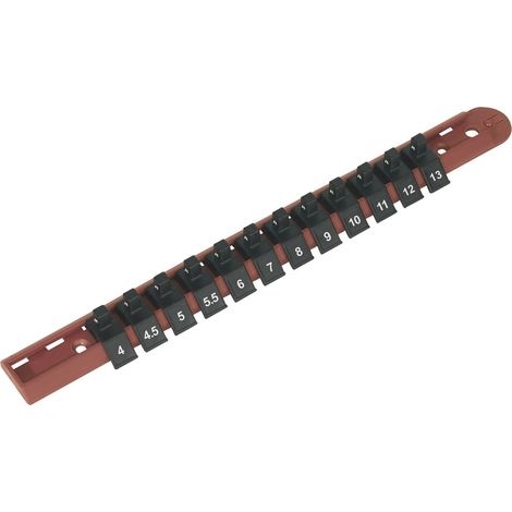 Sealey AK1412 Premier Socket Retaining Rail with 12 Clips 1/4""Sq Drive