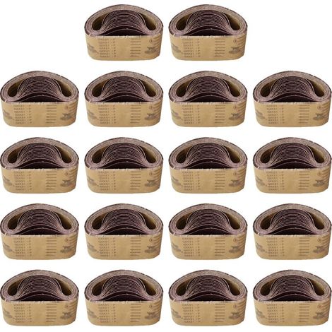 Bandes abrasives 533 x 75 mm, bandes de grains 40/80/120/150/240/400/600 pour ponceuse à bande, pour le ponçage, le limage, l'affûtage et le détartrage (18 pièces) (1/5)