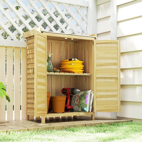 Mobile da giardino, mobile contenitore in legno per esterni, piano di lavoro in metallo zincato, 71,5x39x95 cm, naturale