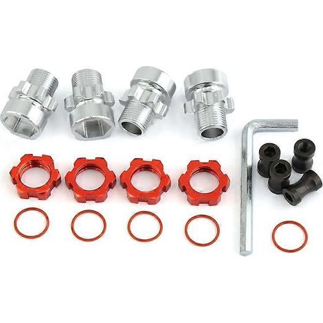 Adaptateur hexagonal cannelé en métal 12 mm à 17 mm pour pièces de voiture RC 4WD Slash2WD Stampede Bandit (noir) (1/4)
