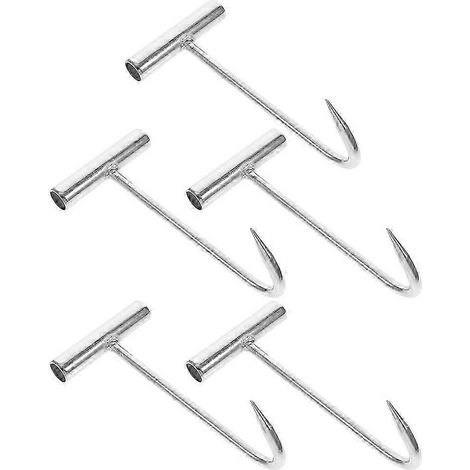 Crochet à désosser la viande, outils de boucher en acier inoxydable à poignée en T pour bœuf, porc et volaille, ensemble robuste pour restaurant et cuisine (paquet de 5)