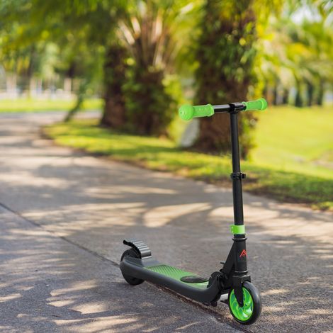Trottinette électrique pliable pour enfants à partir de 6 ans, vitesse 8 km/h, dimensions : 71 x 36,5 x 75–80 cm, aluminium et acier, verte (1/5)