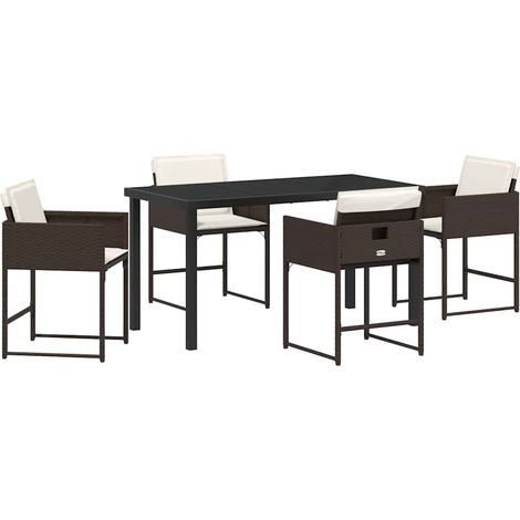 Ensemble de salle à manger pour jardin 5 pcs,Salon de jardin Marron Poly rotin CFW31545 (1/5)