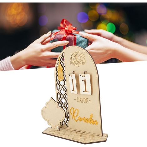 Calendario de Ramadán de madera, decoración DIY, tipo B, adorno para celebraciones en el hogar, dimensiones: 20 cm, peso: 108 g (1/5)