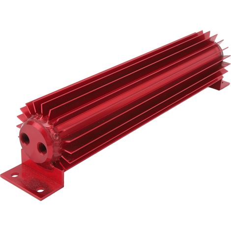 Radiateur de transmission double canal 12 pouces en aluminium anodisé à ailettes, refroidisseur d'huile universel double passage pour voiture et camion, rouge (1/5)