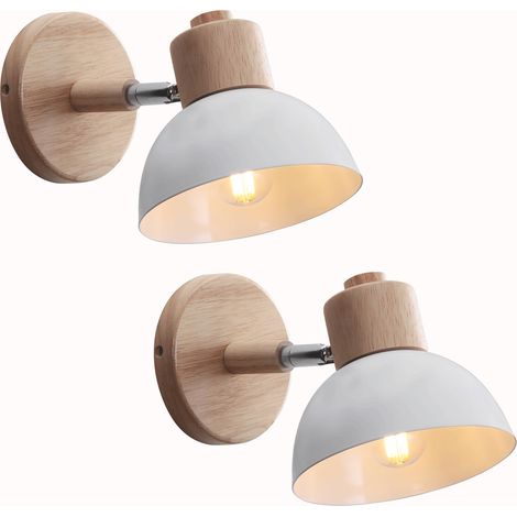 Applique Murale Industrielle Vintage 2 Pcs Blanc - Luminaire Rétro Abat-jour E27 Ø15cm pour Salon, Salle à Manger, Cuisine, Chambre, Escalier, Café (1/5)
