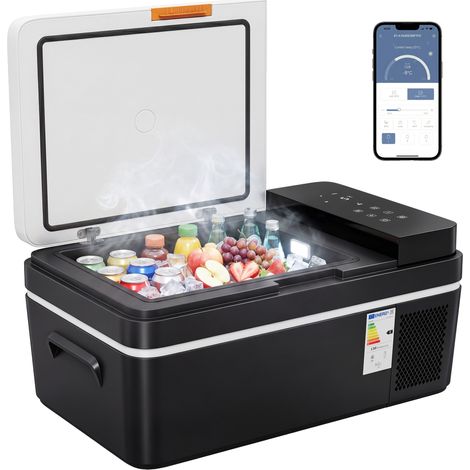 Kompressor Kühlbox 20L -20℃-20℃ Elektrische Kühlbox mit APP-Steuerung LED-Leuchten USB Anschluss Batterieschutz