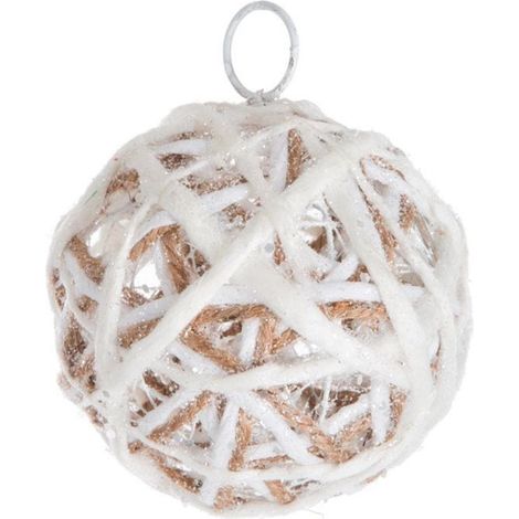 Pallina natalizia innevata con luce led color oro per decorazione albero di Natale -15 cm (1/3)