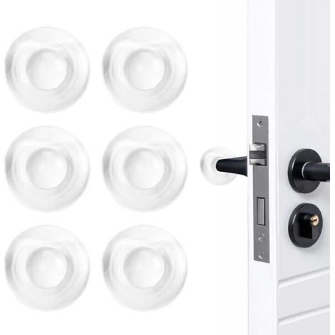 Stoppeur De Porte - Protège-Mur En Silicone Auto-Adhésif - Pour Empêcher Les Chocs De Poignée Sur Les Murs - Lot De 6 Pièces (1/5)