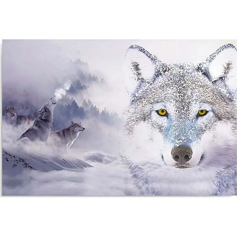 Tableau loups en hiver - 80 x 60 cm (1/5)